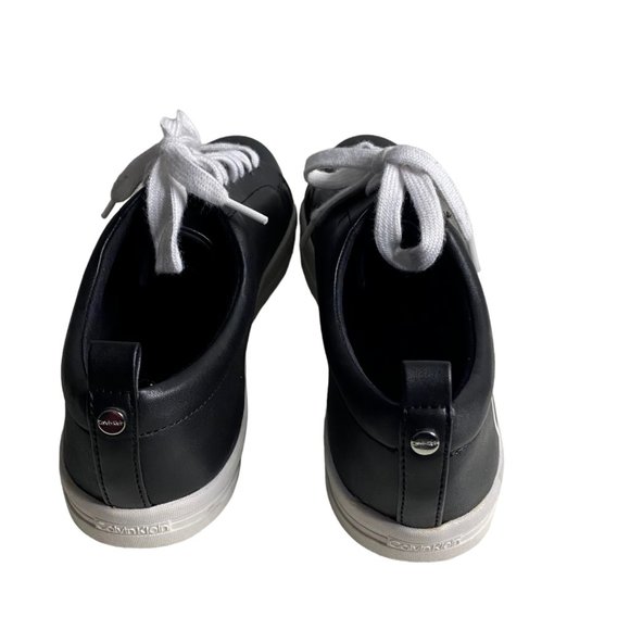 Calvin Klein Women's Madie Black & White Faux Leather Lace Up Sneakers - Picture 4 of 9